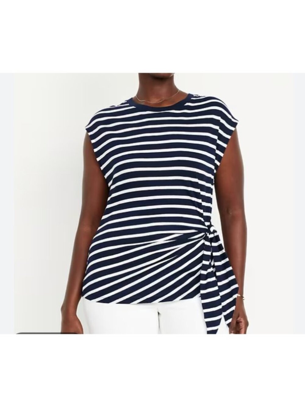 Old Navy Womens Navy White Striped Side Tie Sleeveless Top Large S/686613-03